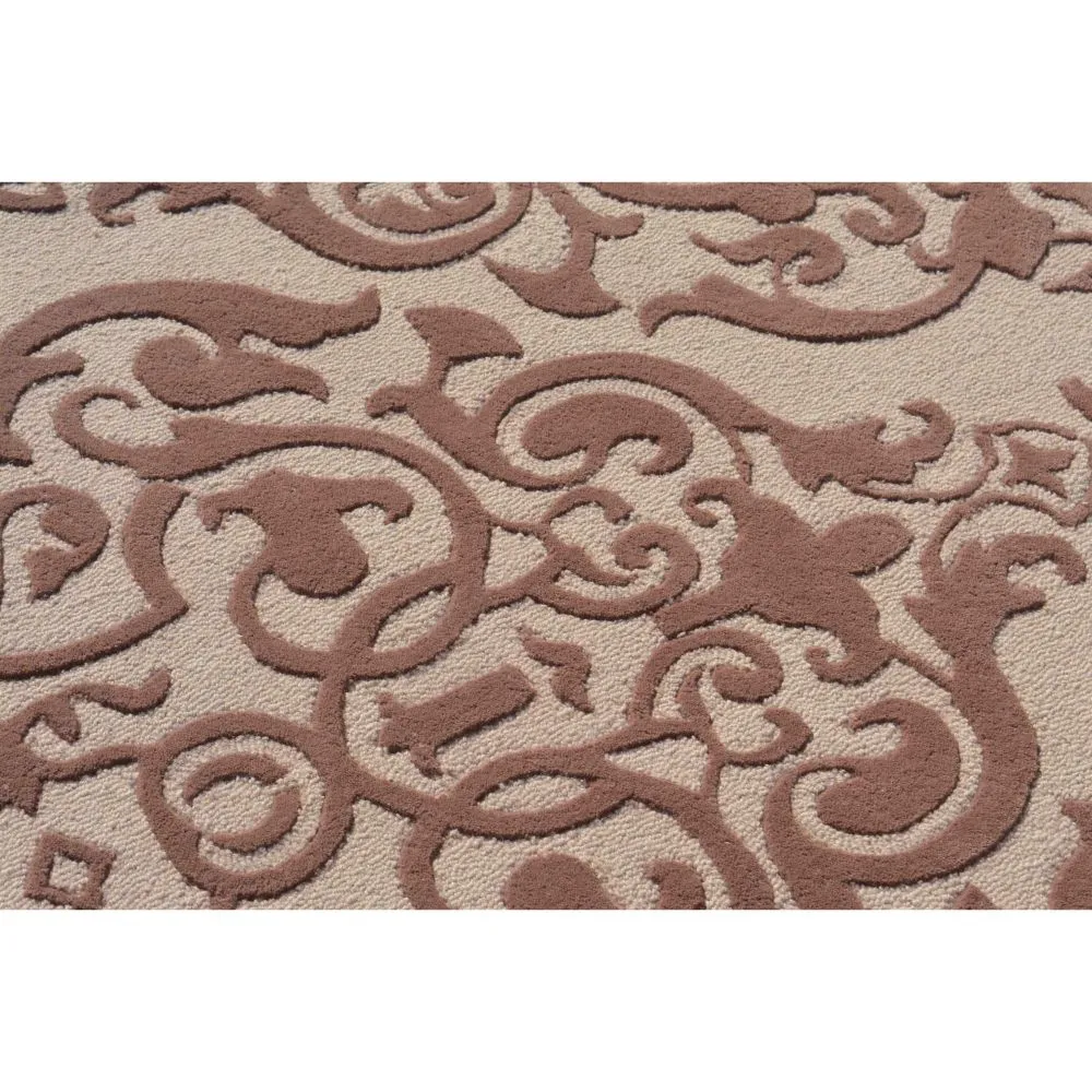 Intricate Morrocan Designer Mousse & Beige Tufted Area Carpet 3X5ft