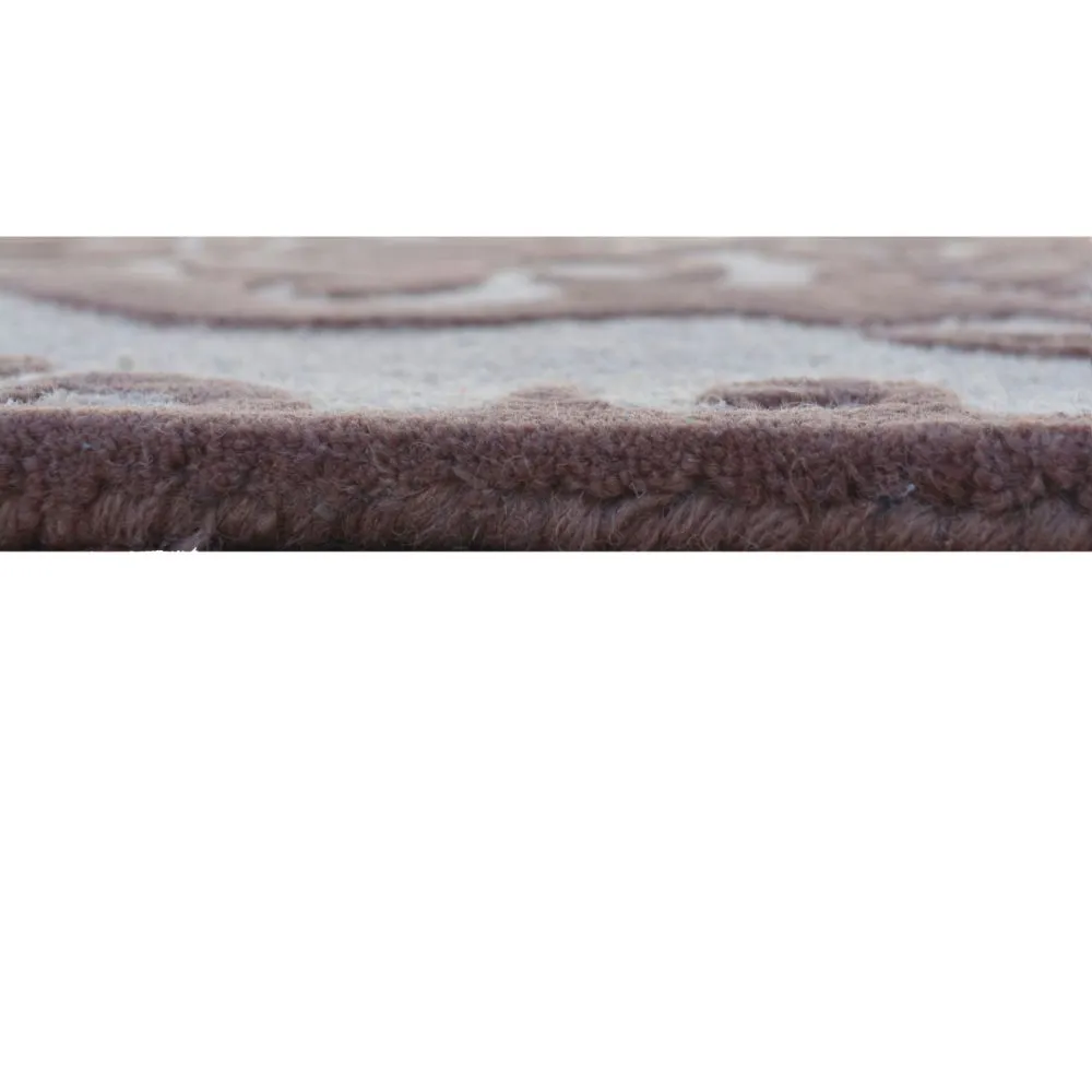 Intricate Morrocan Designer Mousse & Beige Tufted Area Carpet 3X5ft