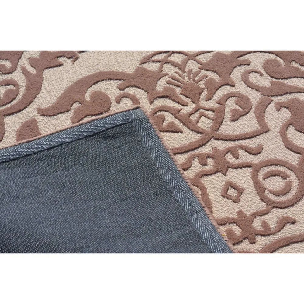 Intricate Morrocan Designer Mousse & Beige Tufted Area Carpet 3X5ft