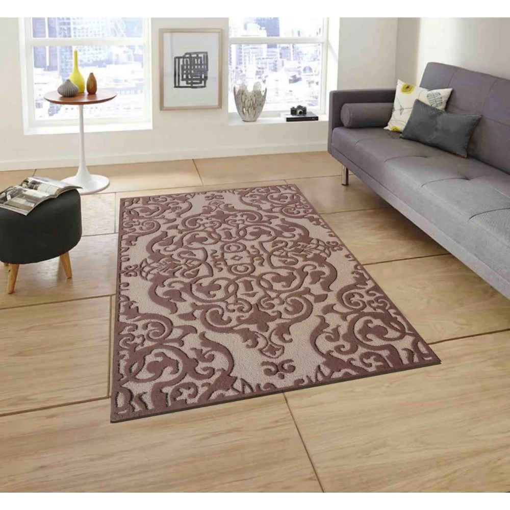 Intricate Morrocan Designer Mousse & Beige Tufted Area Carpet 3X5ft