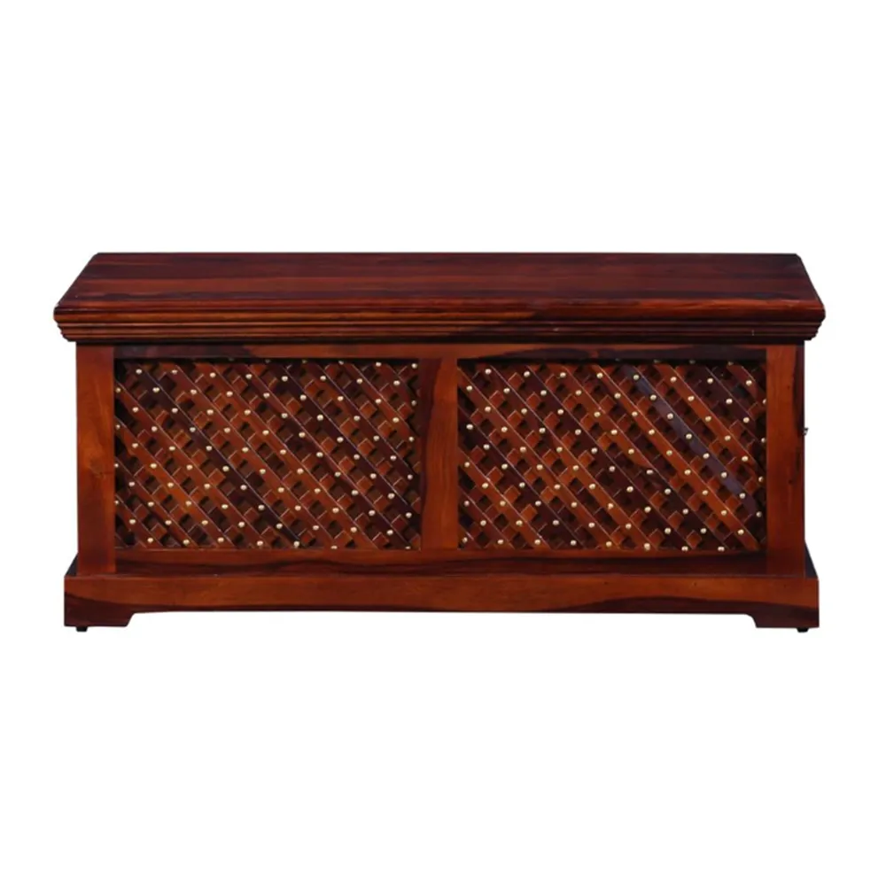 Intricate Textured Sheesham Wood Trunk Box