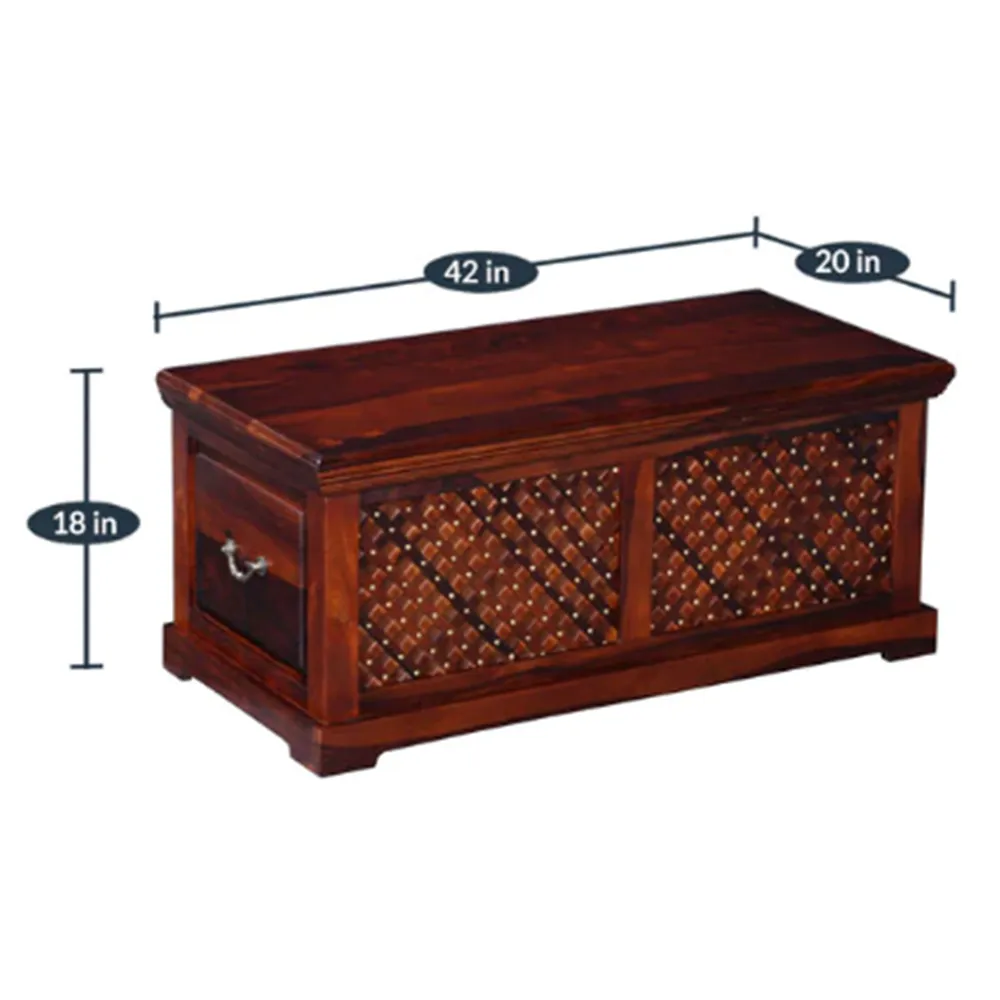 Intricate Textured Sheesham Wood Trunk Box