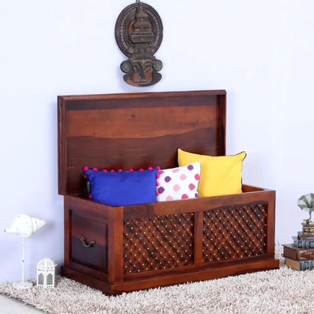 Intricate Textured Sheesham Wood Trunk Box