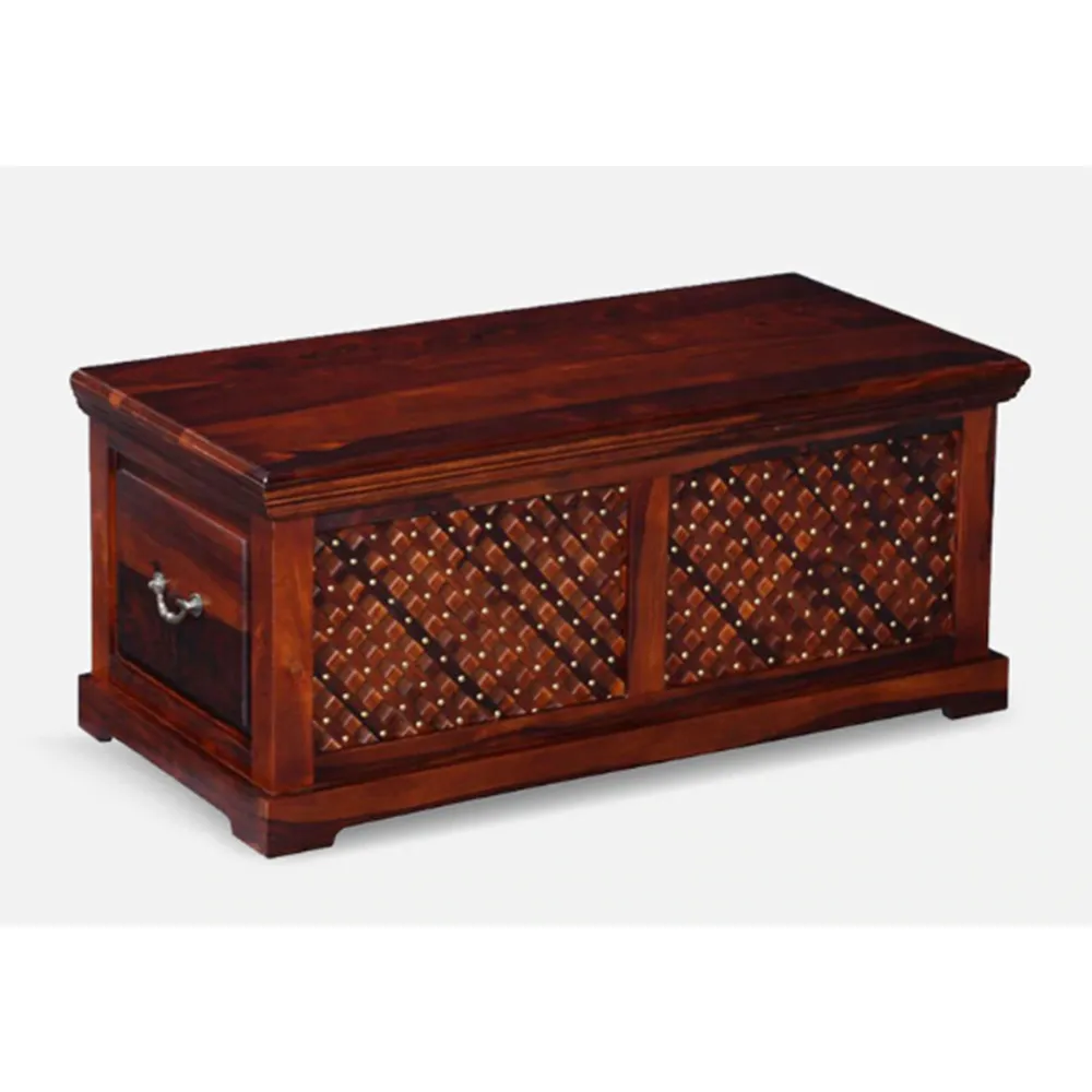 Intricate Textured Sheesham Wood Trunk Box