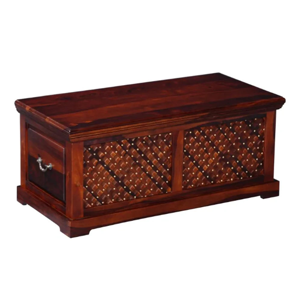 Intricate Textured Sheesham Wood Trunk Box
