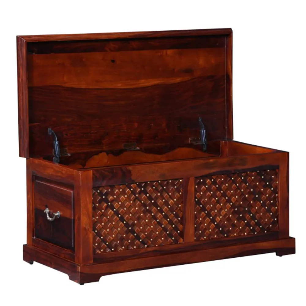Intricate Textured Sheesham Wood Trunk Box