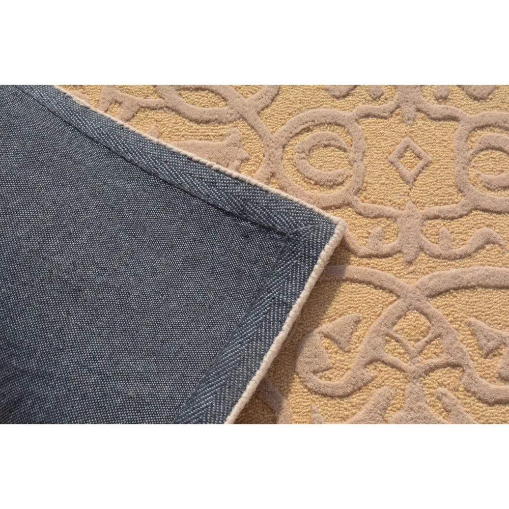 Intricate Traditional Designer Golden Beige Tufted Area Carpet 3X5ft