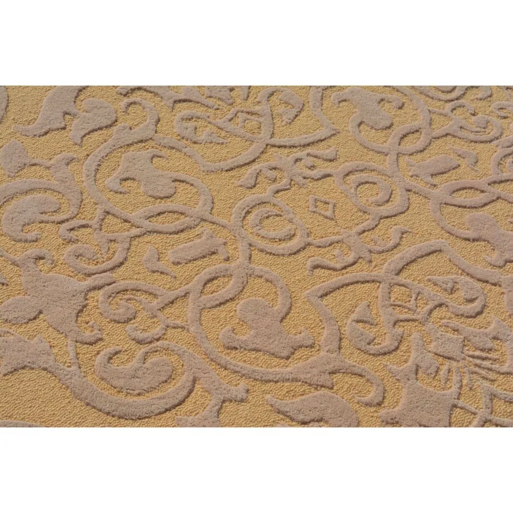 Intricate Traditional Designer Golden Beige Tufted Area Carpet 3X5ft