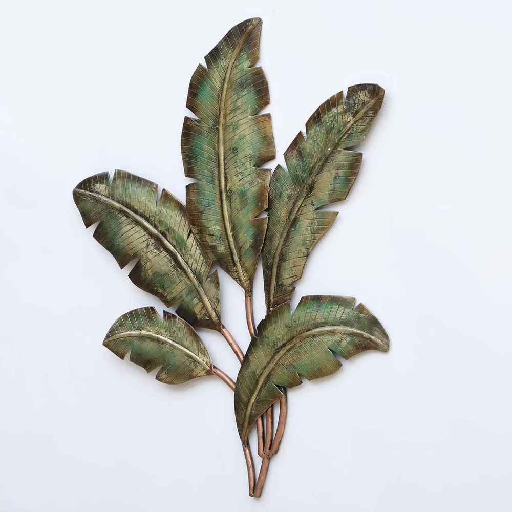 Intricately Carved Banana Leaves Metal Wall Art