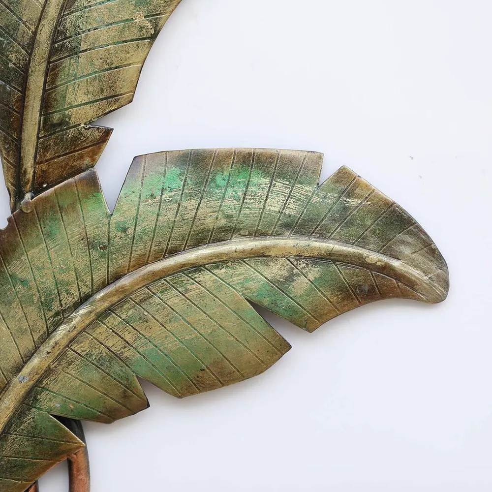 Intricately Carved Banana Leaves Metal Wall Art