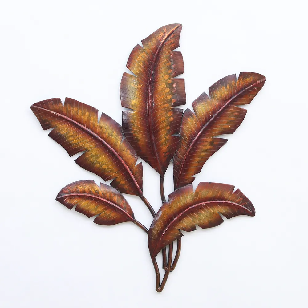 Intricately Carved Dried Banana Leaves Metal Wall Art