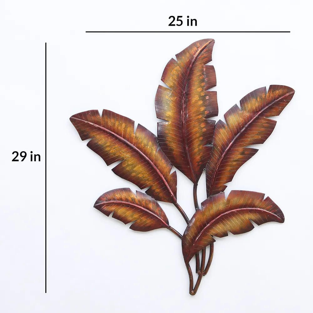 Intricately Carved Dried Banana Leaves Metal Wall Art