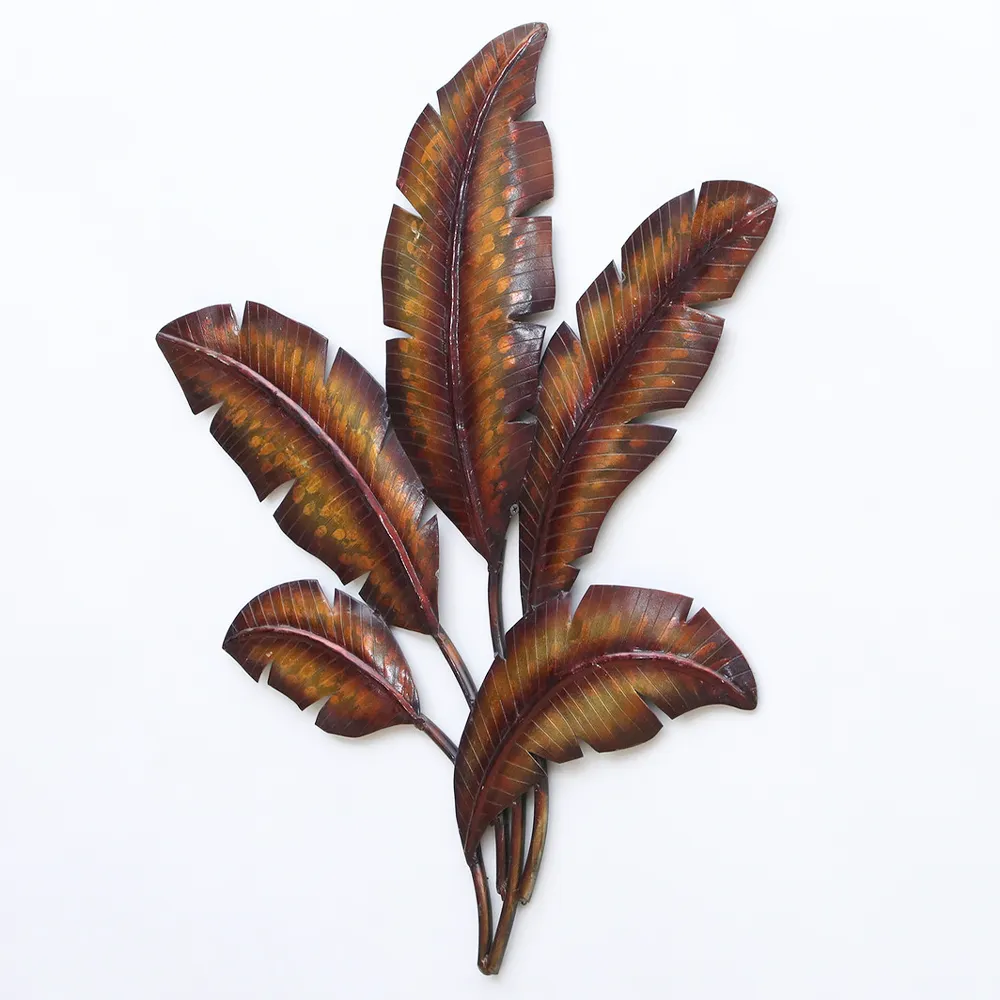 Intricately Carved Dried Banana Leaves Metal Wall Art