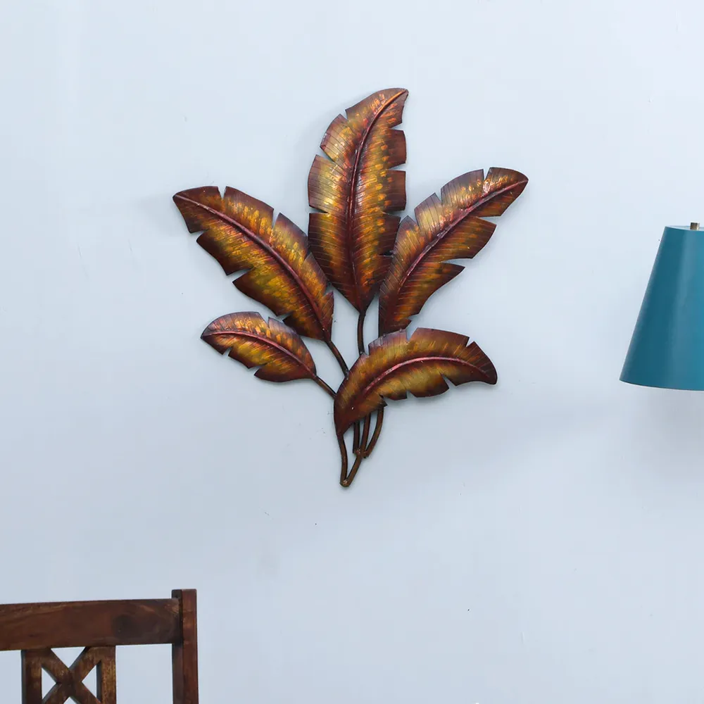 Intricately Carved Dried Banana Leaves Metal Wall Art