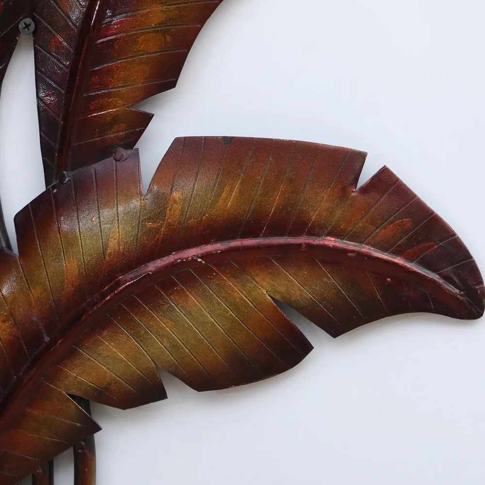 Intricately Carved Dried Banana Leaves Metal Wall Art