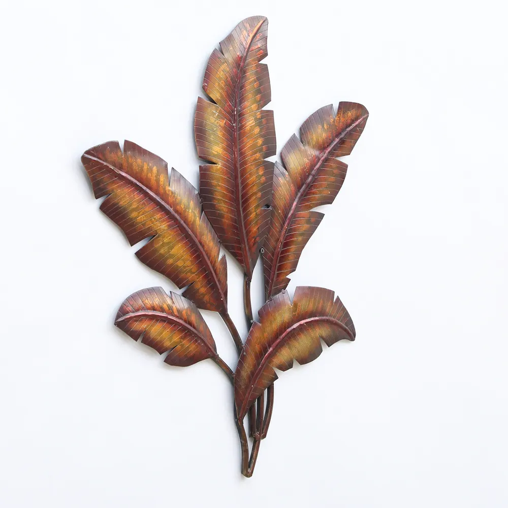 Intricately Carved Dried Banana Leaves Metal Wall Art