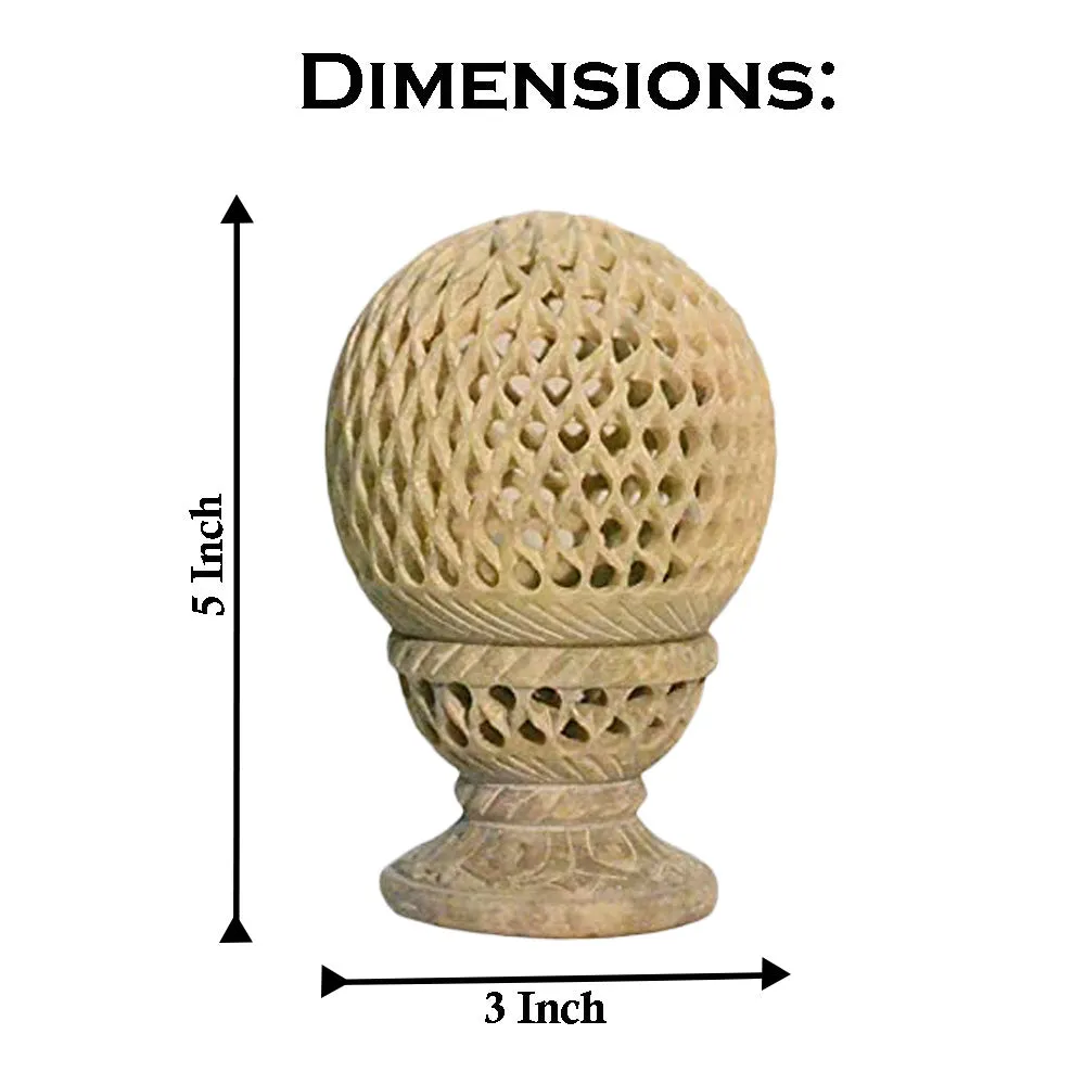 Intricately Carved Soapstone Mini Table Lamp for Living Room (Without Bulb)