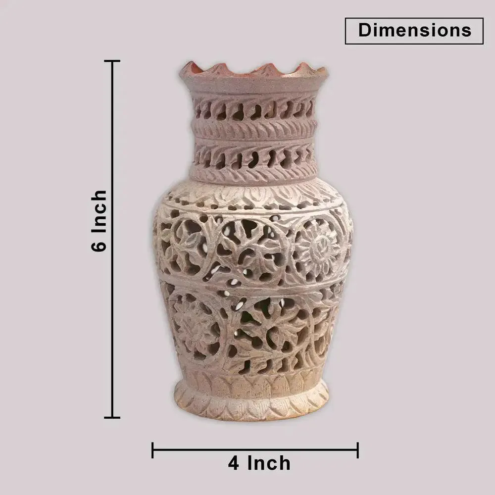 Intricately-Carved Stunning Soapstone Flower Vase