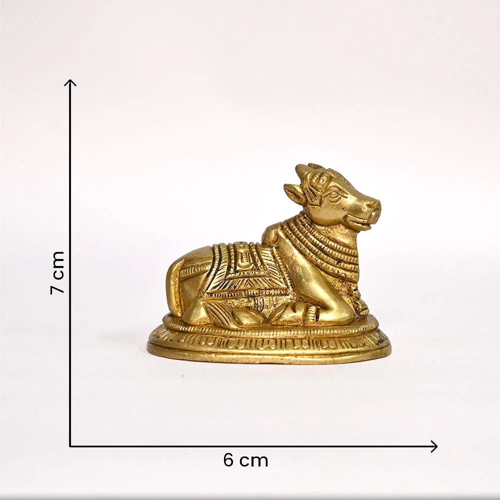 Intricately Crafted Nandi Ji Brass Finish Handmade Idol Set Of 1