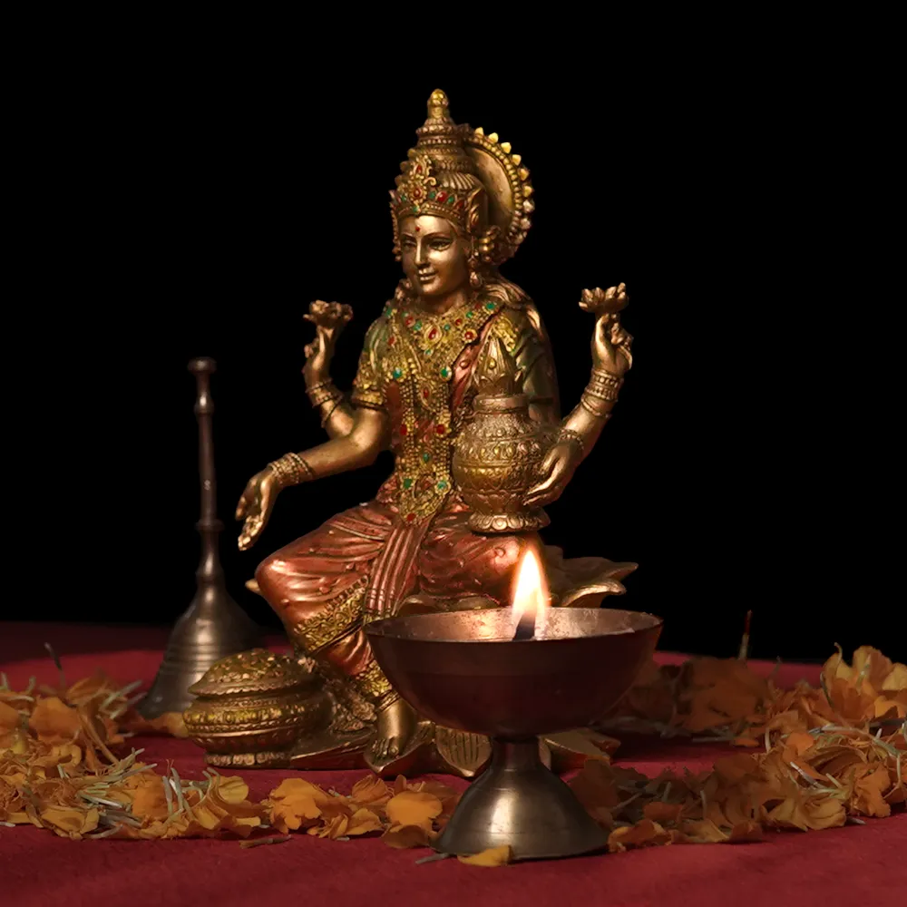 Intricately Handcrafted Highly Detailed Auspicious Goddess Laxmi Idol In Polyresin