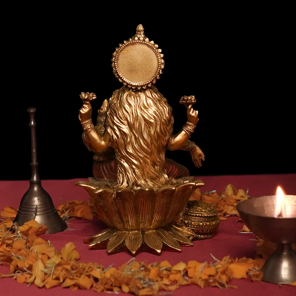 Intricately Handcrafted Highly Detailed Auspicious Goddess Laxmi Idol In Polyresin