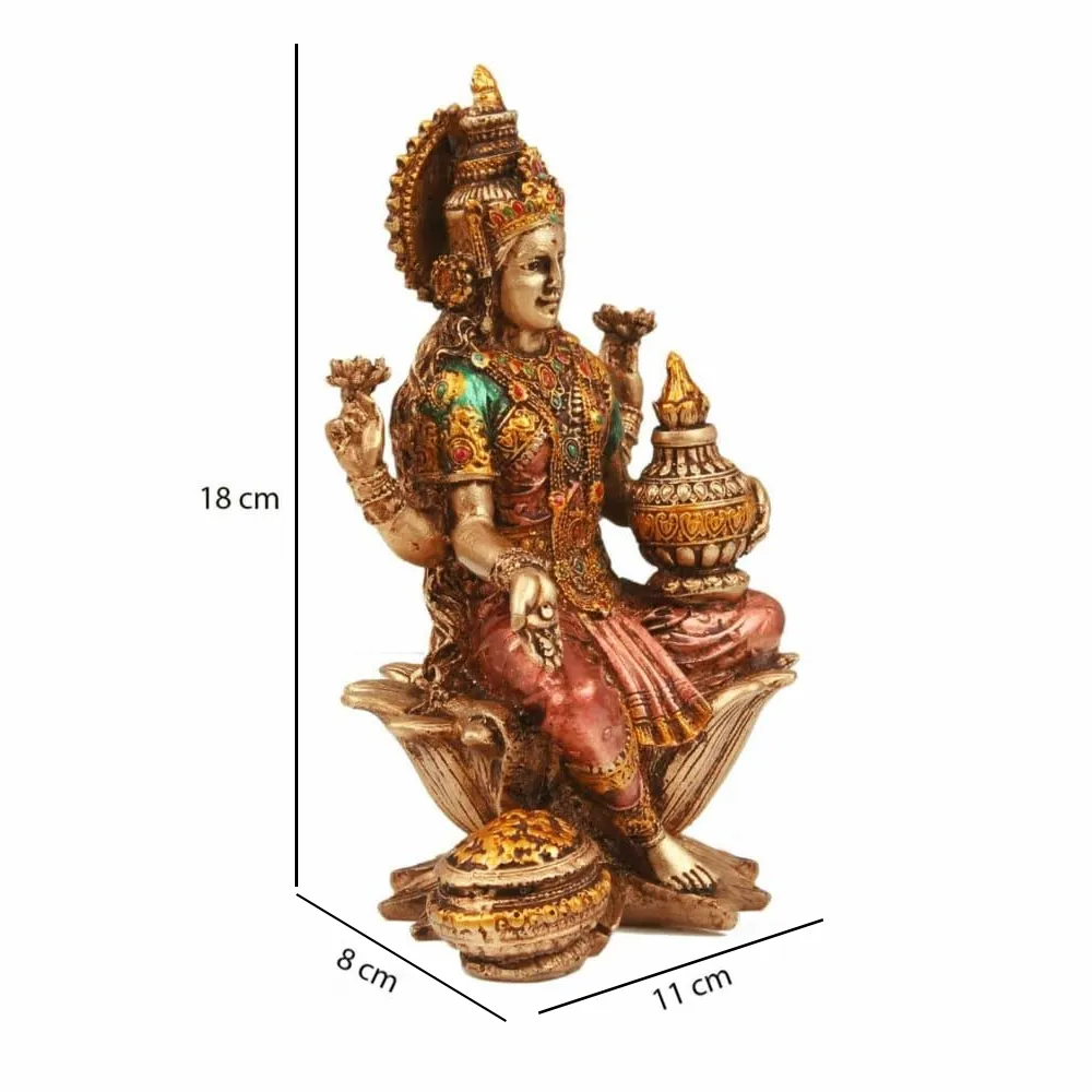 Intricately Handcrafted Highly Detailed Auspicious Goddess Laxmi Idol In Polyresin