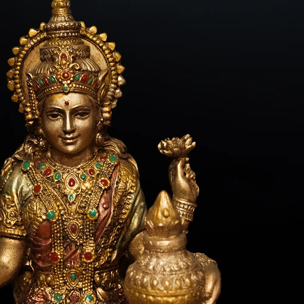 Intricately Handcrafted Highly Detailed Auspicious Goddess Laxmi Idol In Polyresin