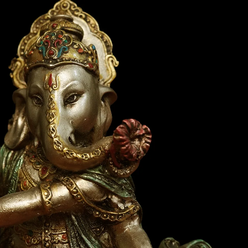 Intricately Handcrafted Highly Detailed Cheerful Dancing Ganesha Idol In Polyresin