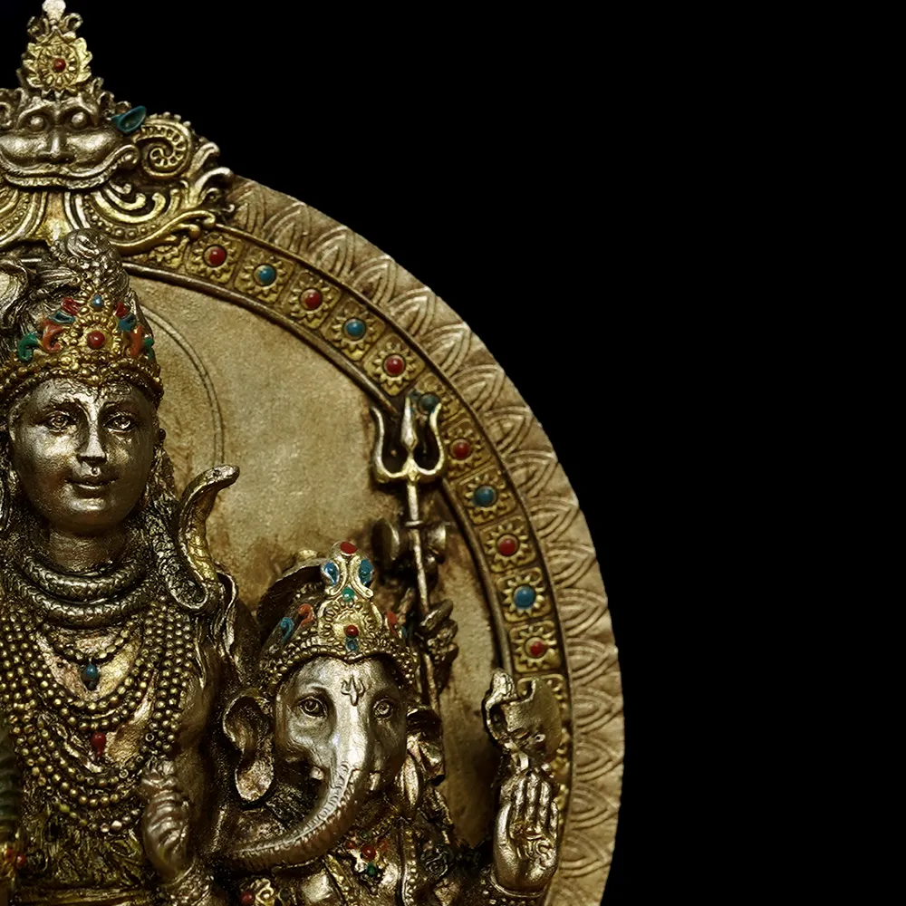 Intricately Handcrafted Highly Detailed Divine Family Of Shiva Sculpture In Polyresin