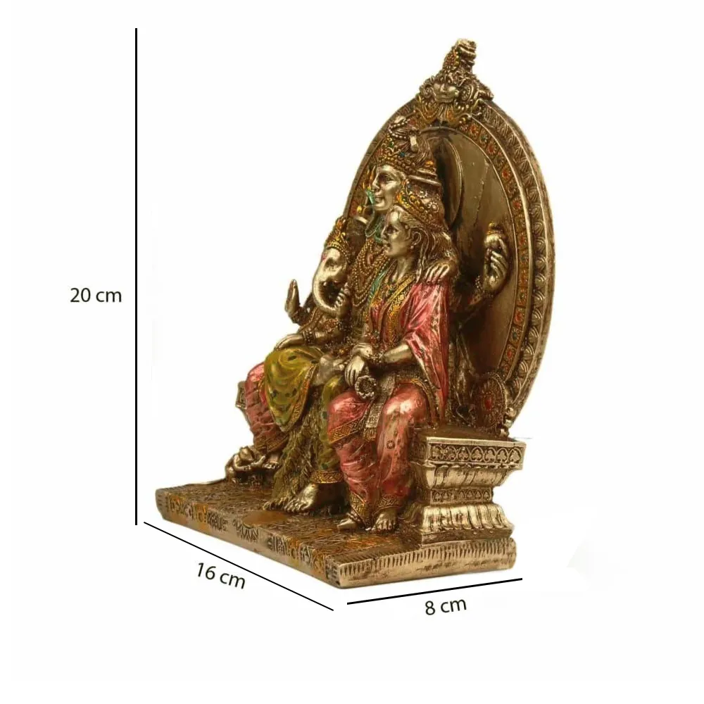 Intricately Handcrafted Highly Detailed Divine Family Of Shiva Sculpture In Polyresin