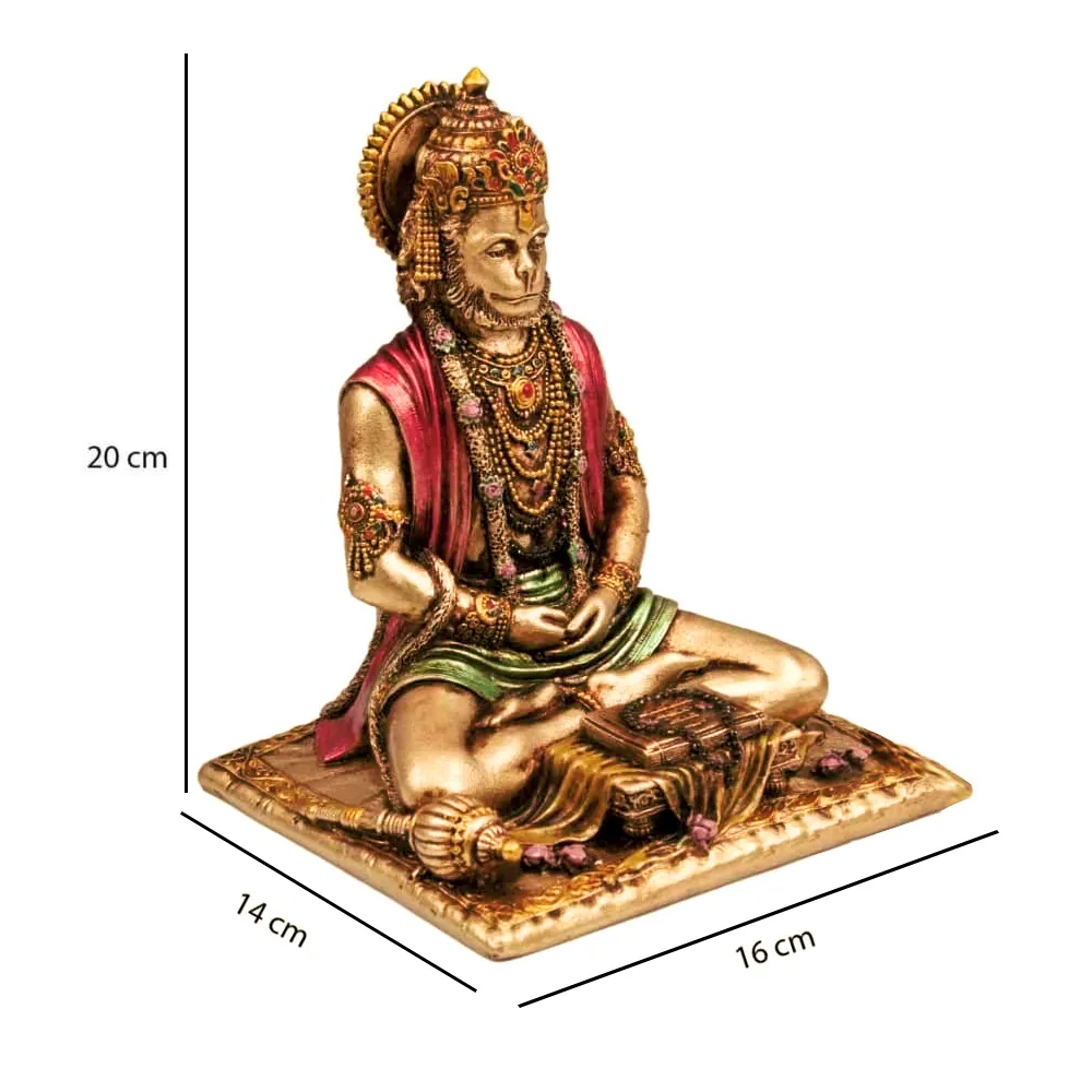 Intricately Handcrafted Highly Detailed Meditating Lord Hanuman Idol In Polyresin