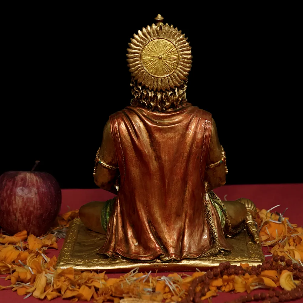 Intricately Handcrafted Highly Detailed Meditating Lord Hanuman Idol In Polyresin
