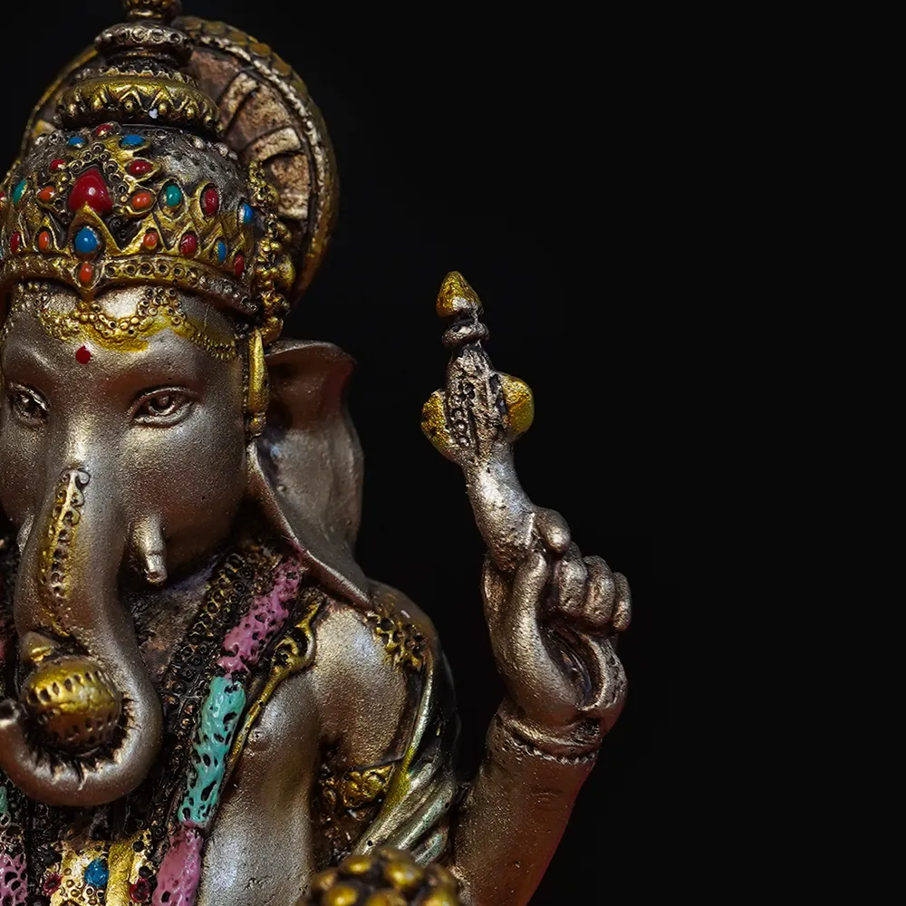 Intricately Handcrafted Highly Detailed Peaceful Lotus Ganesha Idol In Polyresin
