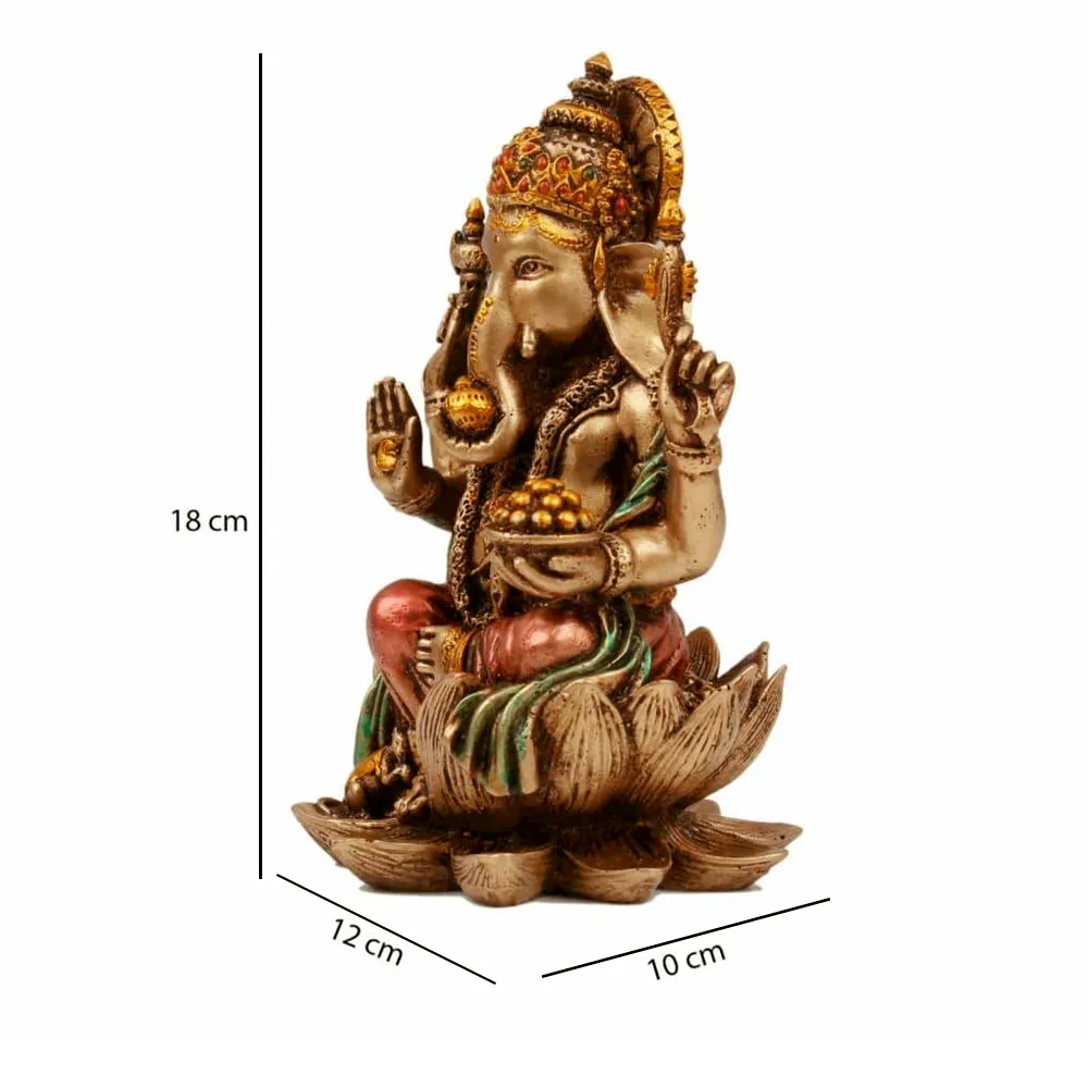 Intricately Handcrafted Highly Detailed Peaceful Lotus Ganesha Idol In Polyresin