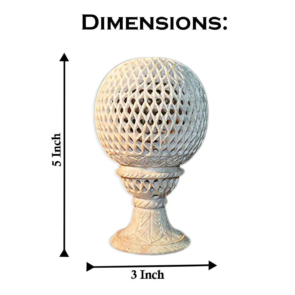 Intricatey Carved Soapstone Bed Side Table Lamp (Without Bulb)