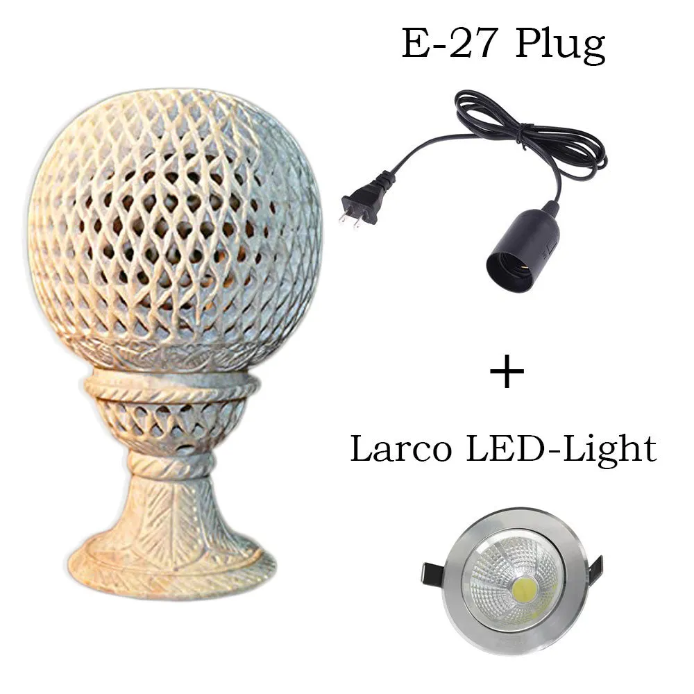 Intricatey Carved Soapstone Bed Side Table Lamp (Without Bulb)