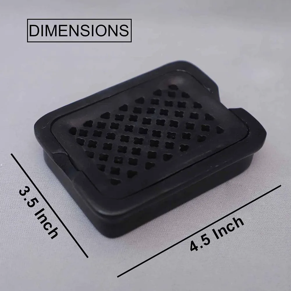 Intricatly Carved Black Soapstone Soap Dish
