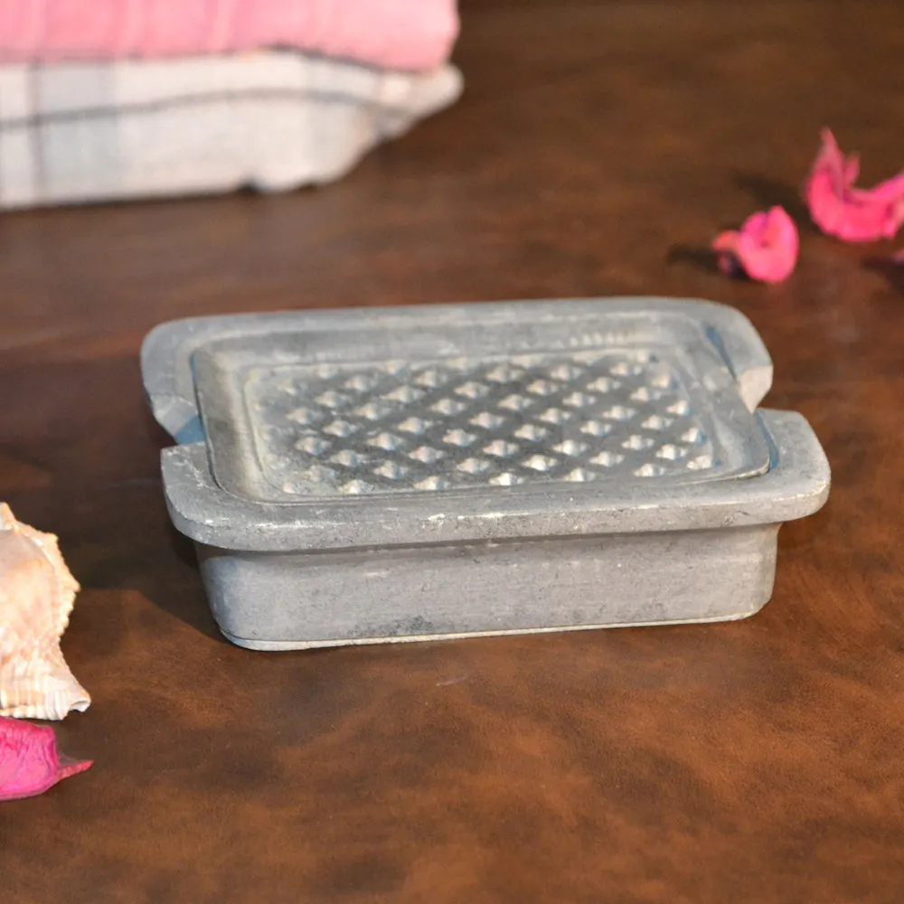 Intricatly Carved Grey Soapstone Soap Dish