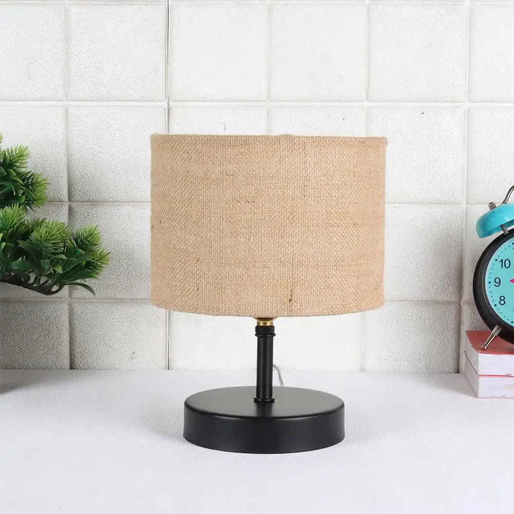 Iron table lamp with Beige Jute Shade