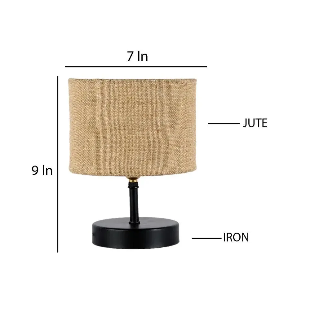 Iron table lamp with Beige Jute Shade