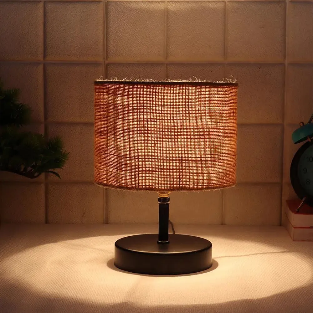 Iron table lamp with Beige Jute Shade