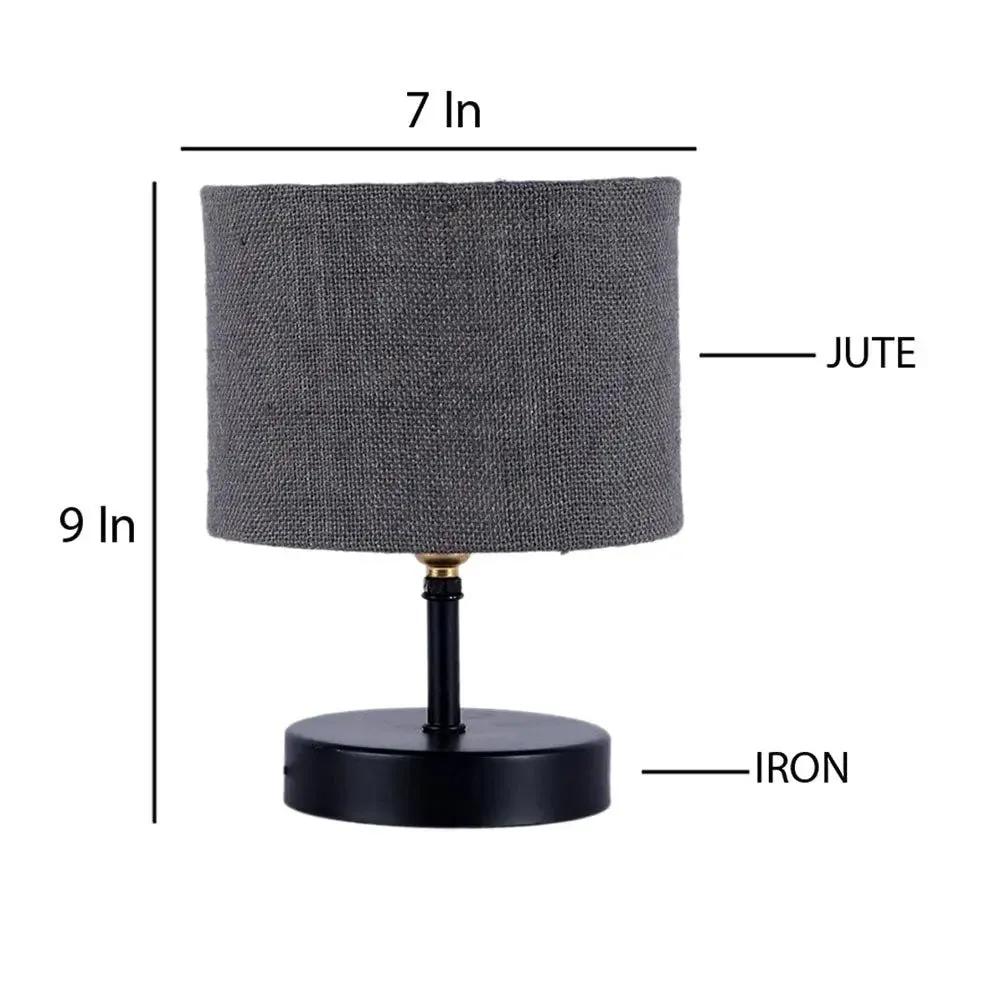 Iron table lamp with Grey Jute Shade