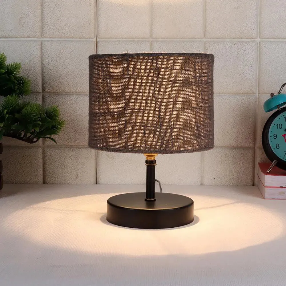 Iron table lamp with Grey Jute Shade