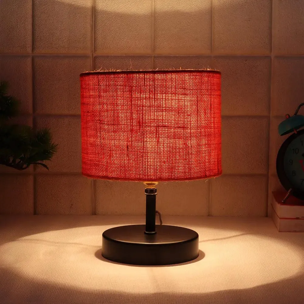 Iron table lamp with Orange Jute Shade