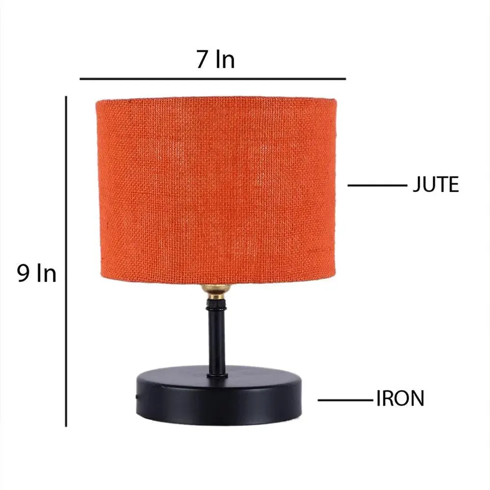 Iron table lamp with Orange Jute Shade