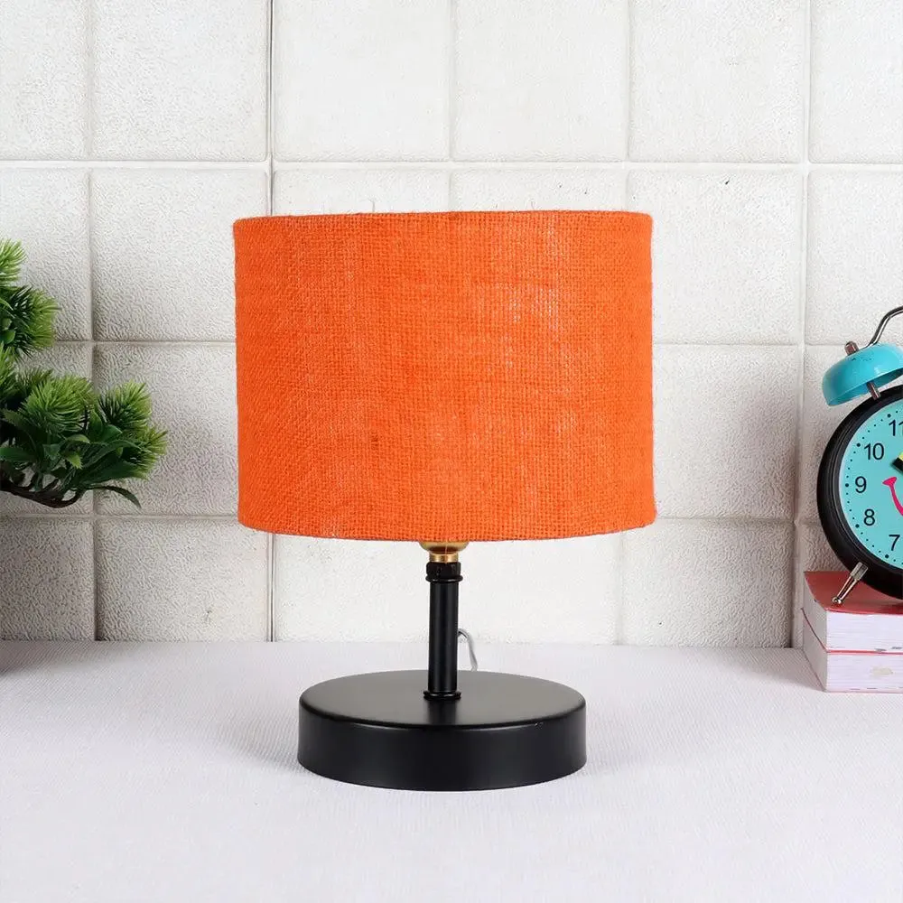 Iron table lamp with Orange Jute Shade