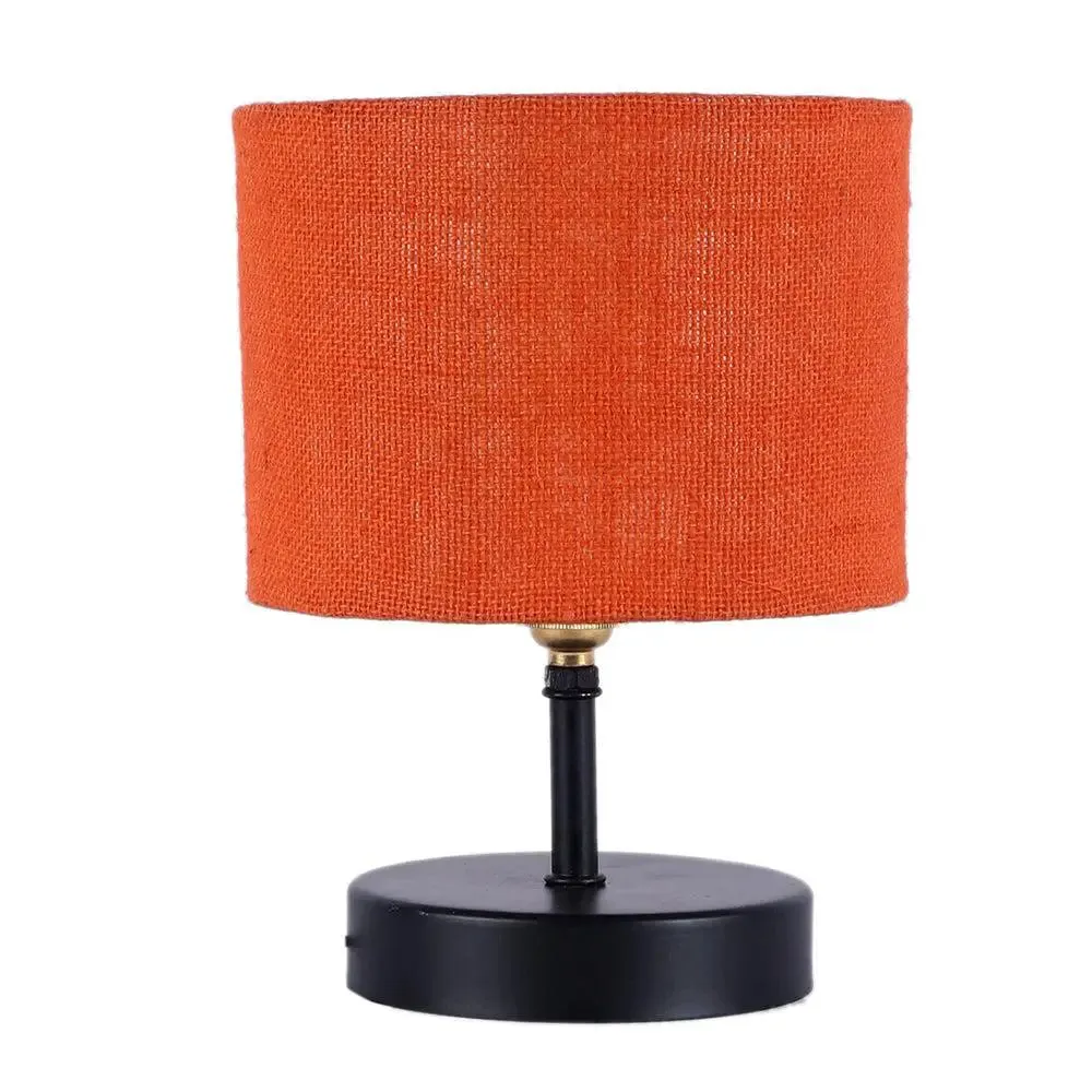Iron table lamp with Orange Jute Shade