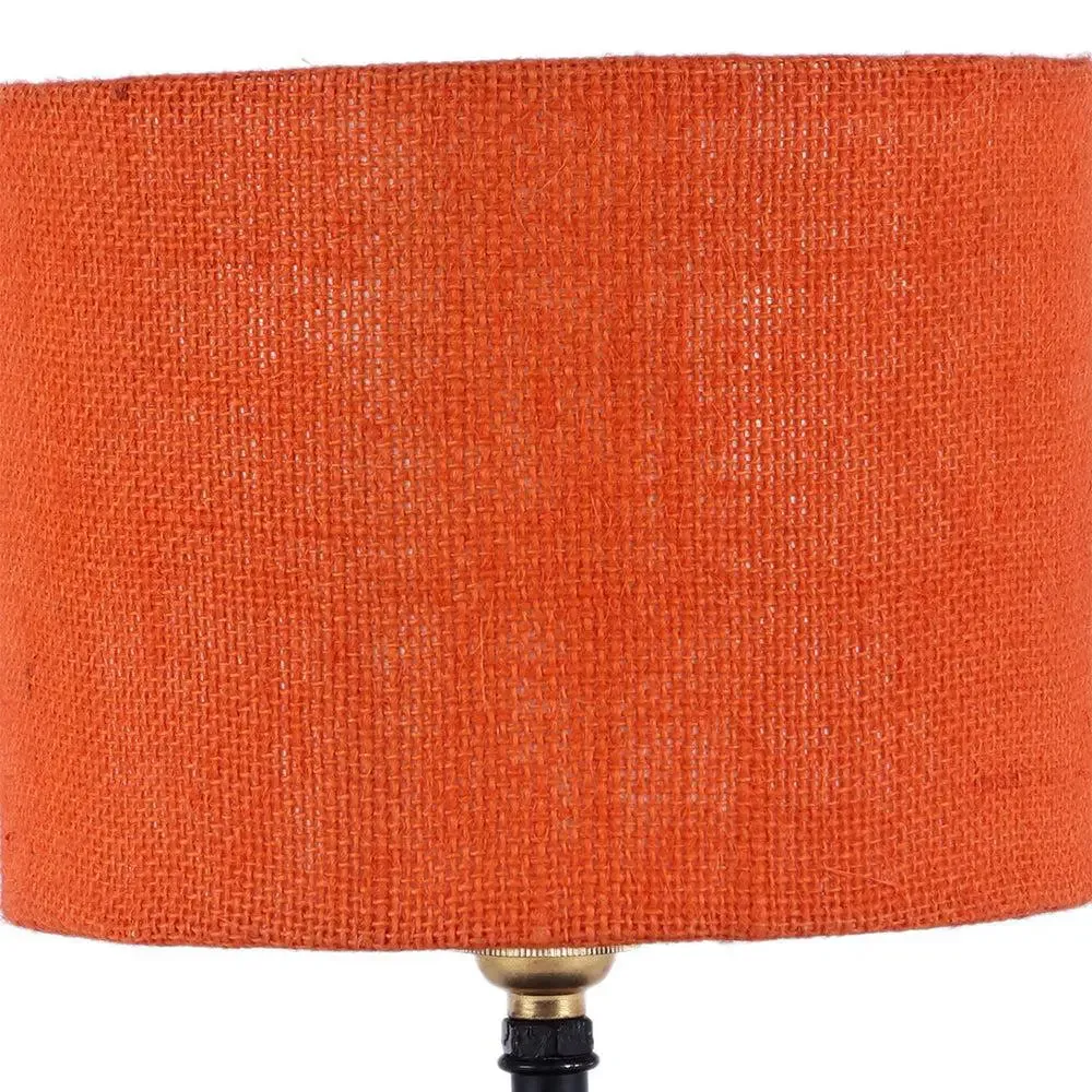 Iron table lamp with Orange Jute Shade