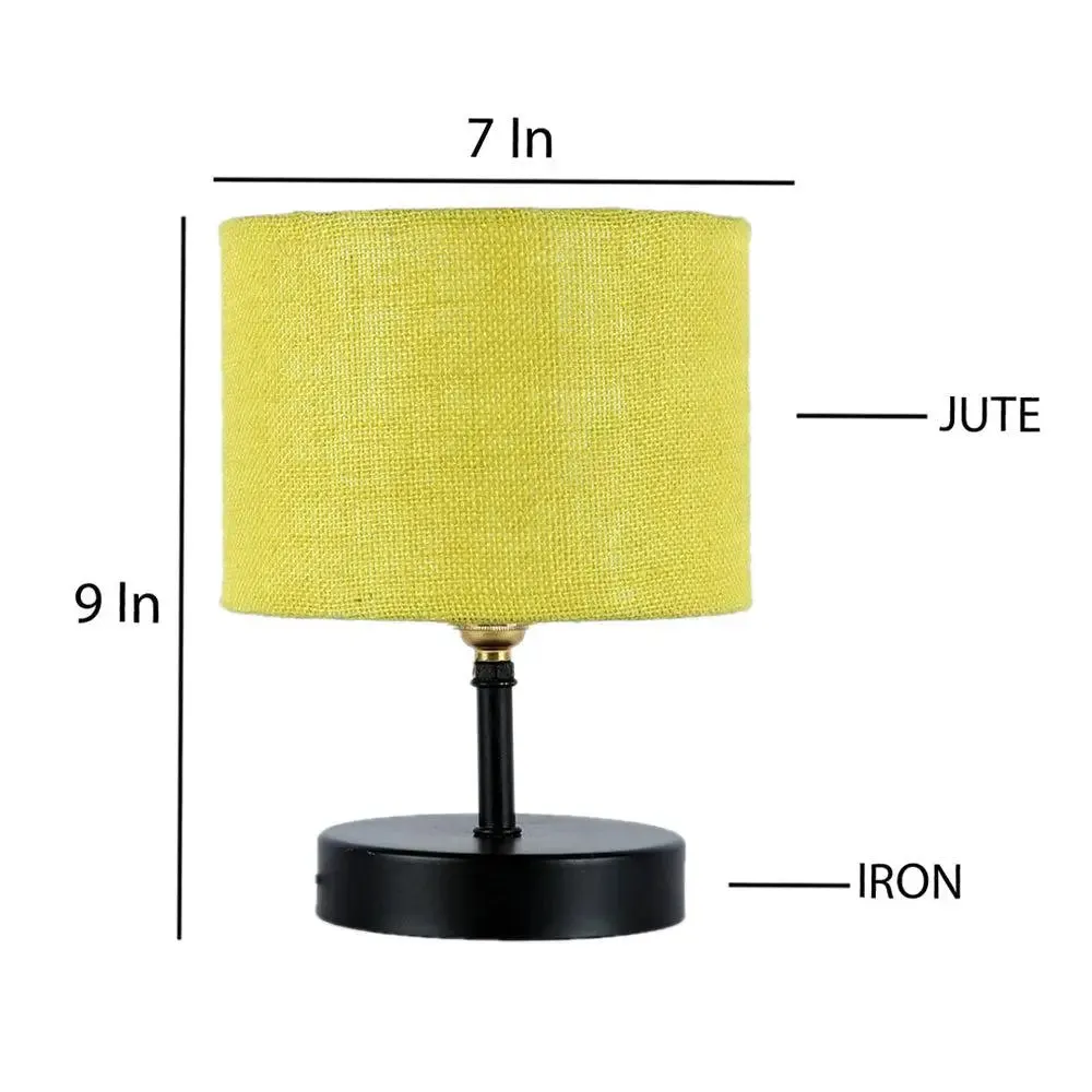 Iron table lamp with Yellow Jute Shade