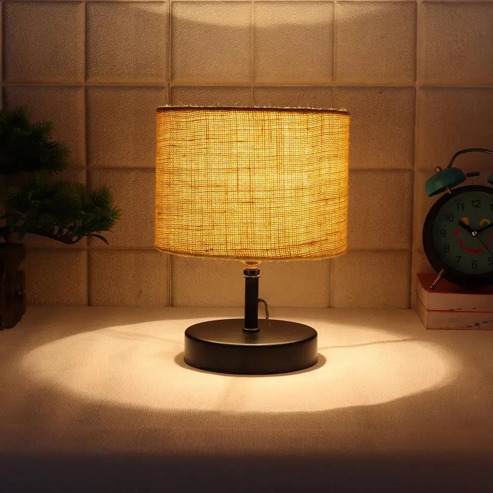 Iron table lamp with Yellow Jute Shade